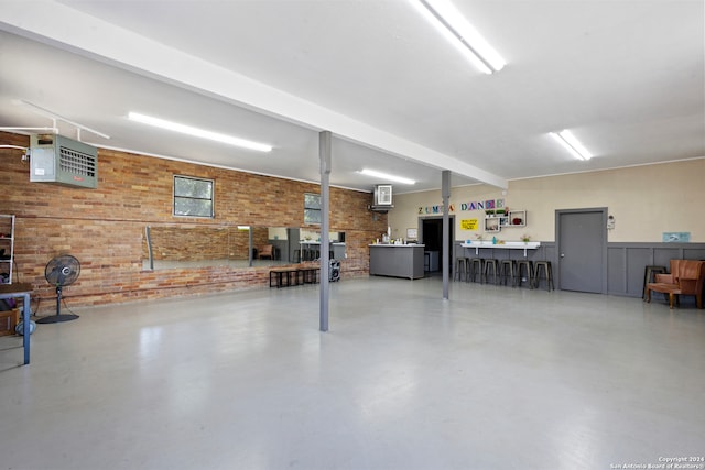 garage with a wall mounted AC