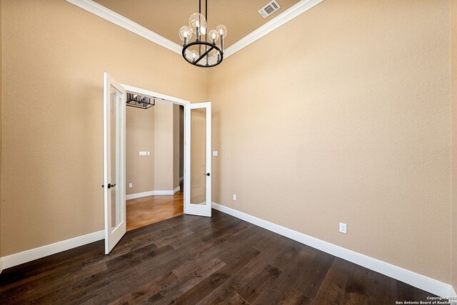 bathroom featuring ornamental molding, shower with separate bathtub, tile patterned floors, a chandelier, and a tray ceiling