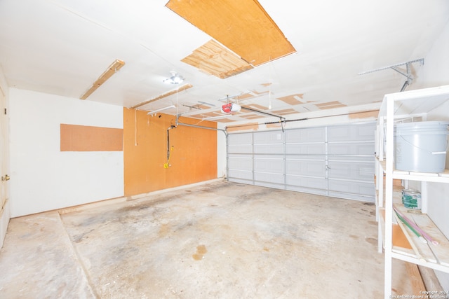 garage with a garage door opener