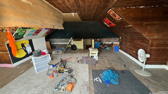 additional living space featuring wooden ceiling, wood-type flooring, and lofted ceiling