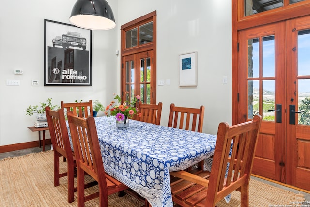 dining room featuring french doors