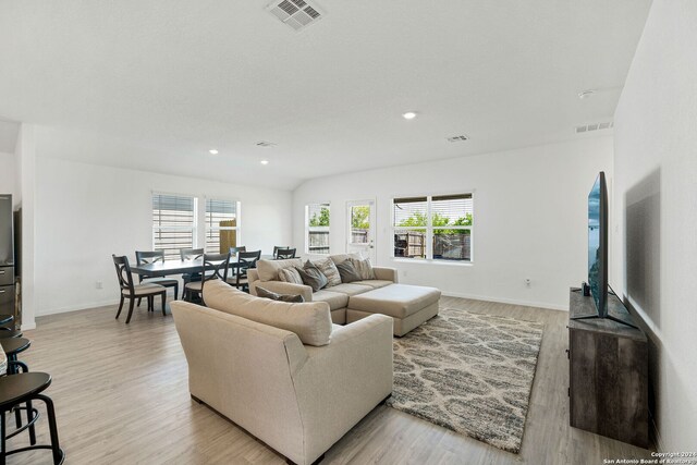 living room featuring light hardwood / wood-style floors