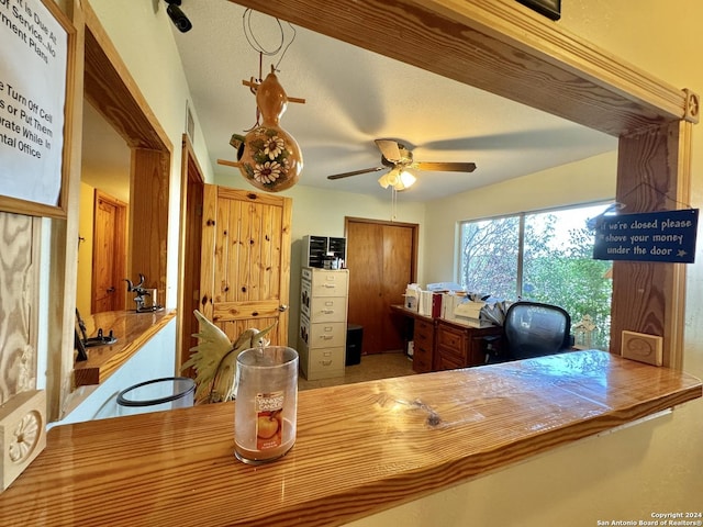 home office featuring ceiling fan