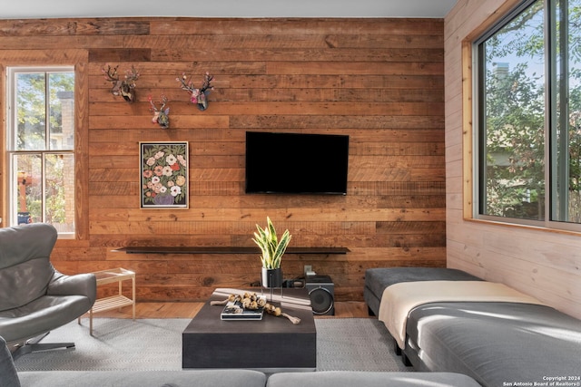215 Beauregard, San Antonio, TX 78204 - living area featuring wood walls