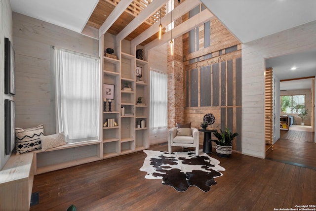 215 Beauregard, San Antonio, TX 78204 - sitting room featuring wood-type flooring and wood walls