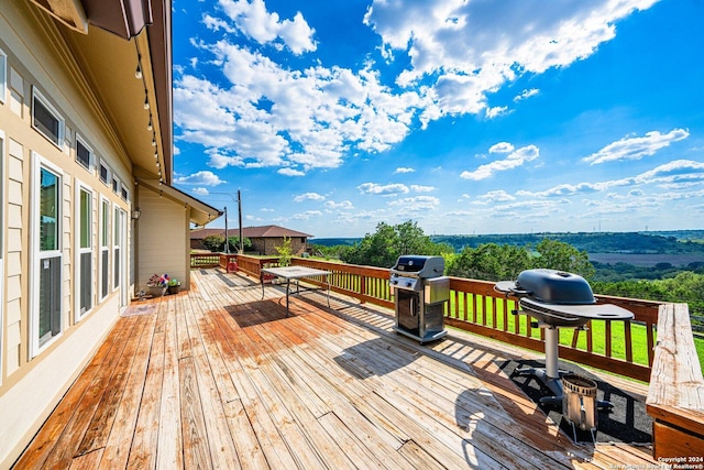 deck featuring area for grilling