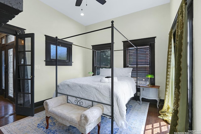 223 E Craig Pl, San Antonio, TX 78212 - bedroom featuring wood finished floors, recessed lighting, and french doors