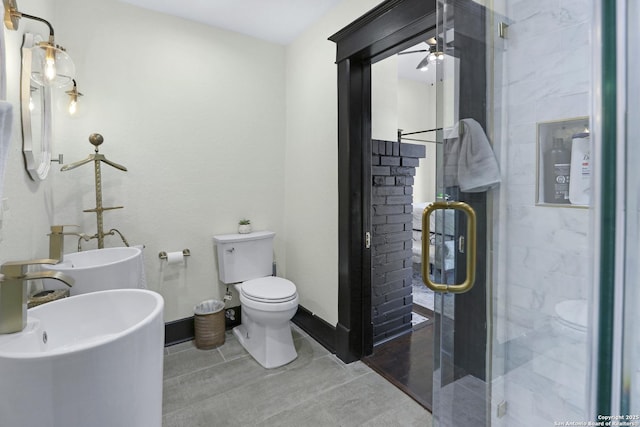 223 E Craig Pl, San Antonio, TX 78212 - bathroom with ceiling fan and a stall shower