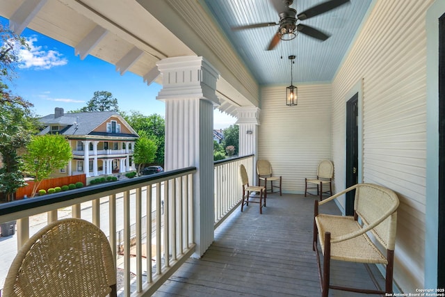 223 E Craig Pl, San Antonio, TX 78212 - balcony featuring a ceiling fan