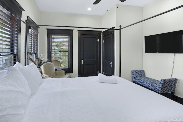 223 E Craig Pl, San Antonio, TX 78212 - bedroom with a ceiling fan and recessed lighting
