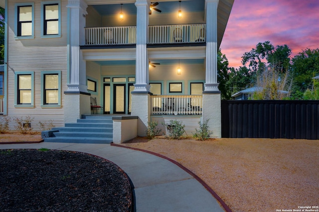 223 E Craig Pl, San Antonio, TX 78212 - view of exterior entry with a balcony and a porch