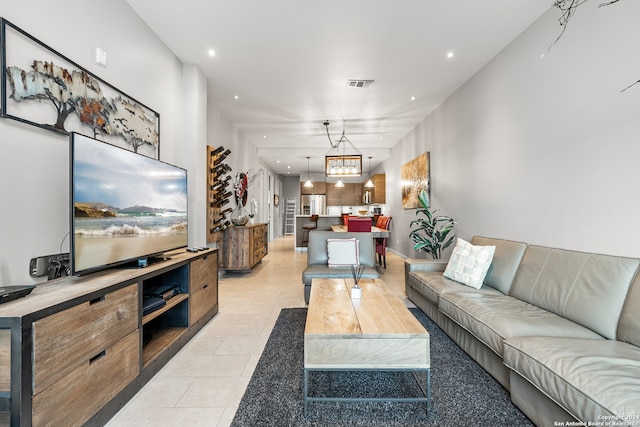 view of tiled living room