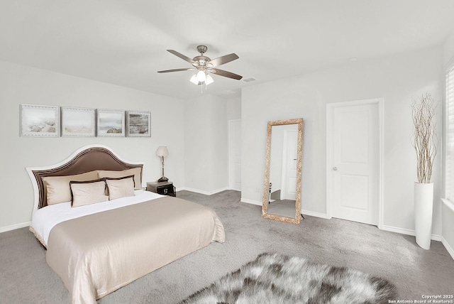 bedroom with carpet and ceiling fan