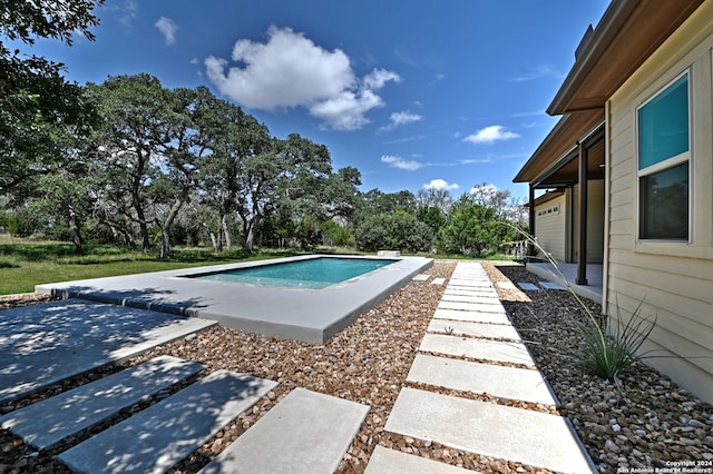 view of swimming pool with a patio area