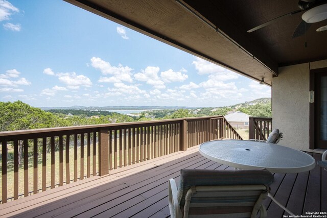 deck featuring ceiling fan