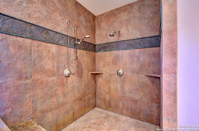 details with a tile shower