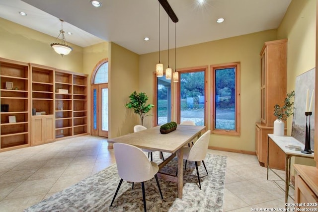 view of tiled dining area