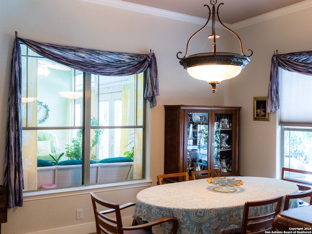 dining room featuring ornamental molding