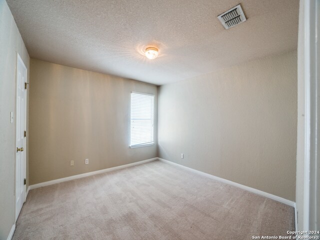 carpeted spare room featuring a textured ceiling