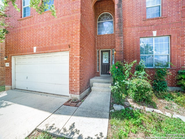 entrance to property with a garage