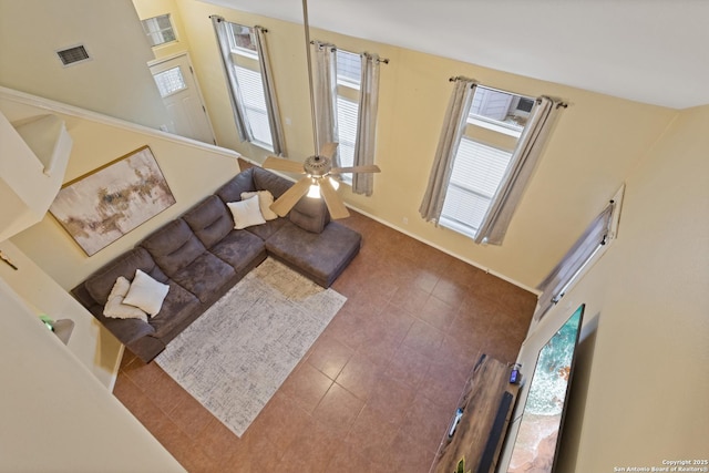 view of tiled living room