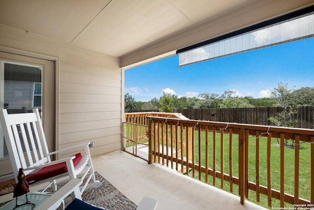 balcony with a patio area