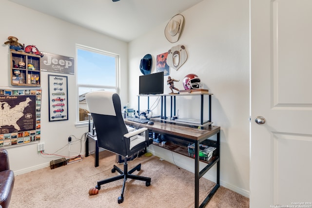 office area with light colored carpet