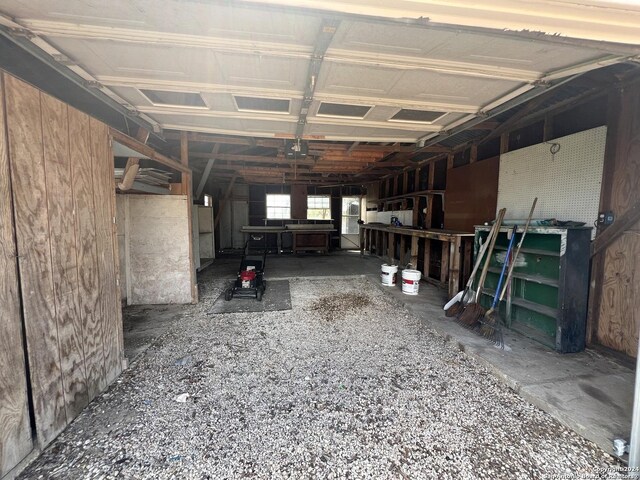 garage with a garage door opener