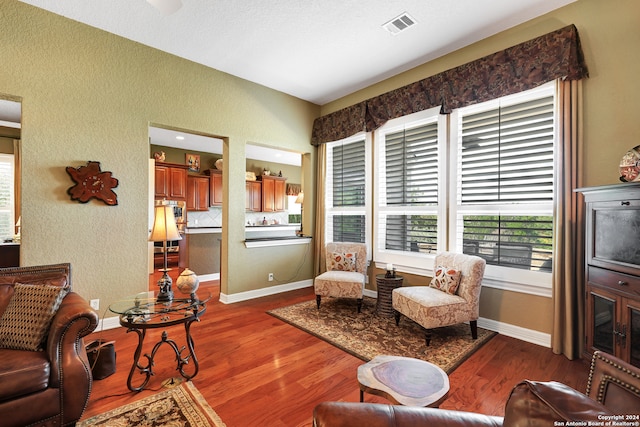 living room with hardwood / wood-style floors