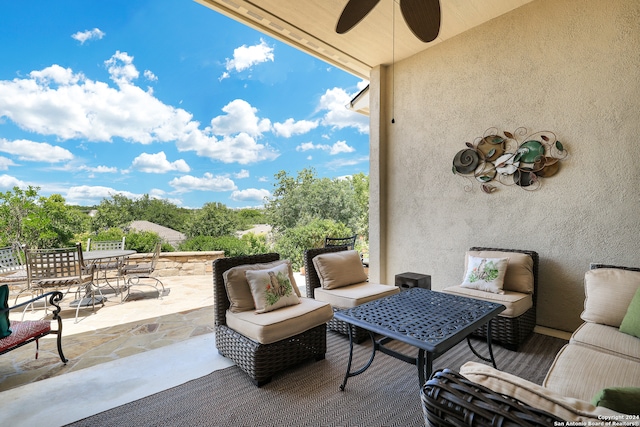 view of patio / terrace with ceiling fan