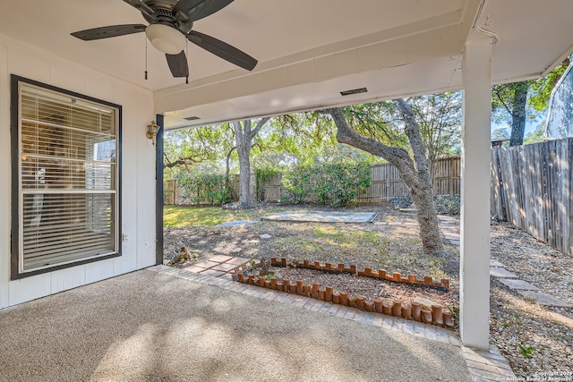 view of patio / terrace with ceiling fan