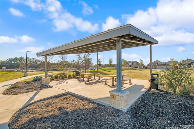 view of community with a patio area