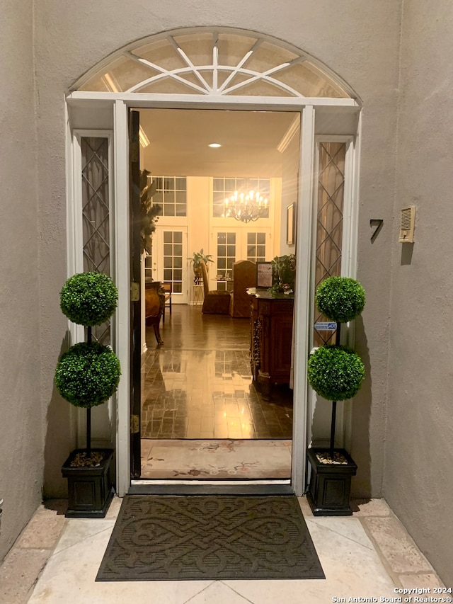 doorway to property with french doors