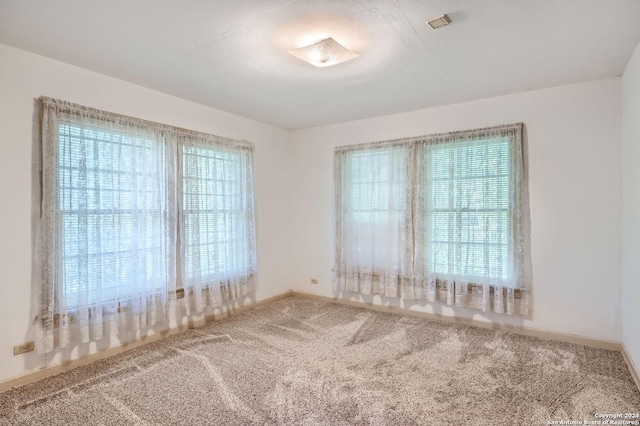 carpeted spare room featuring a wealth of natural light