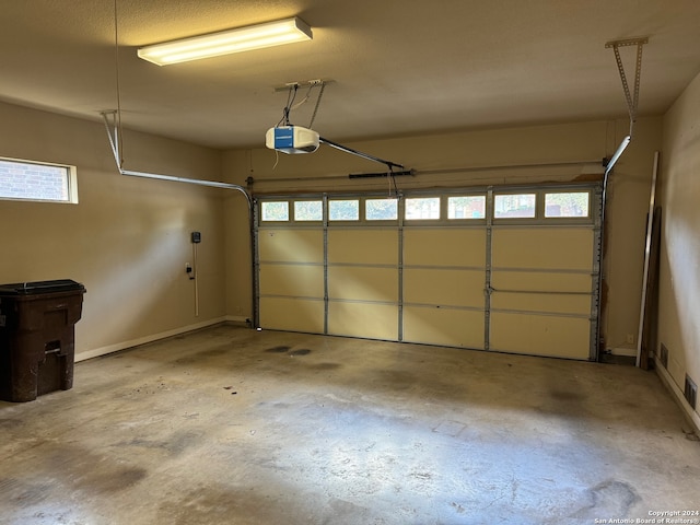 garage with a garage door opener