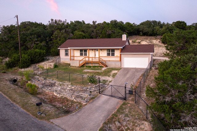 view of front of house with a garage