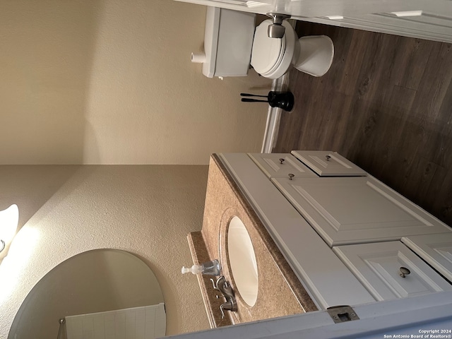 bathroom with wooden walls