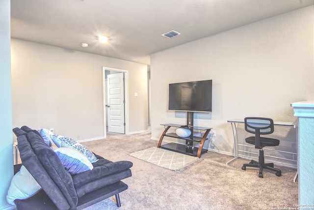 office space with light colored carpet