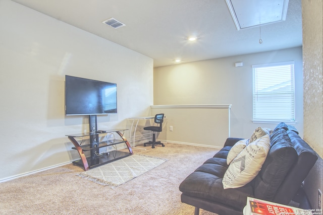 living room featuring carpet flooring