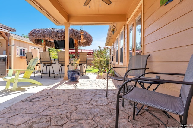 view of patio with ceiling fan