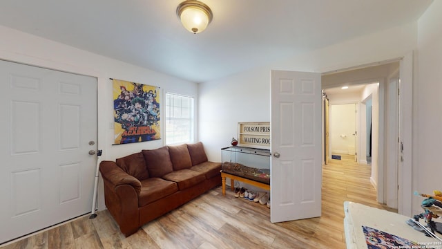 living room featuring light hardwood / wood-style floors