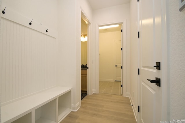 mudroom featuring light hardwood / wood-style floors