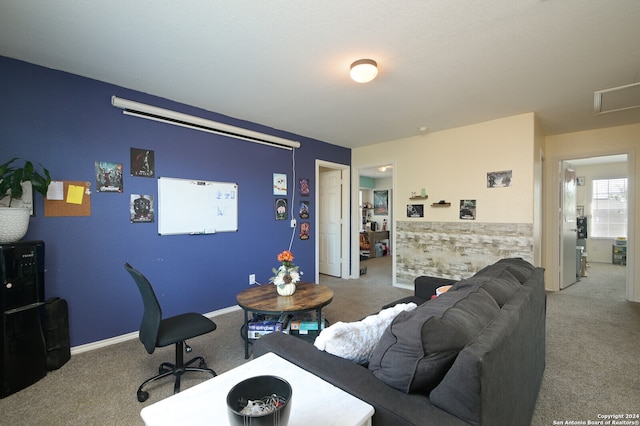 living room with carpet floors