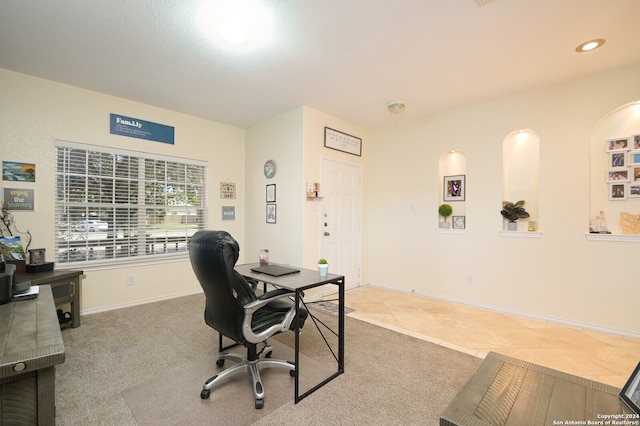 view of carpeted office