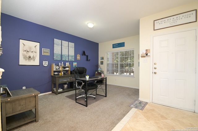 office featuring light colored carpet