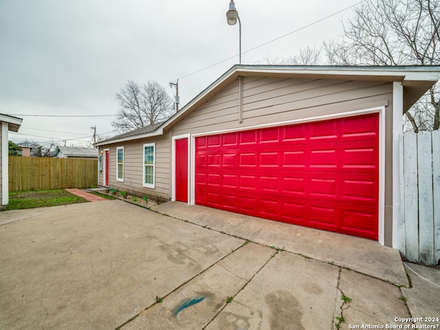 view of garage