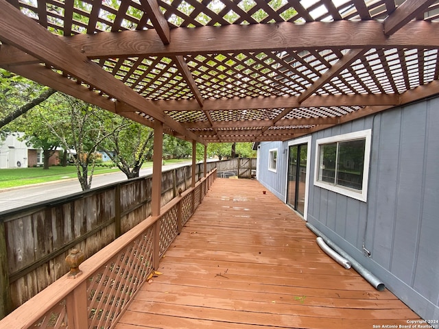 deck featuring a pergola