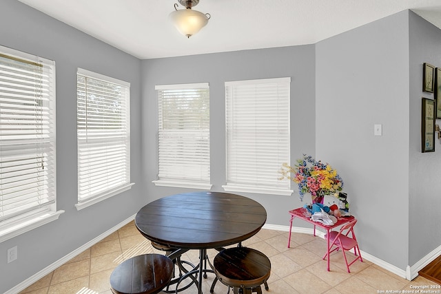 tiled dining room with a healthy amount of sunlight