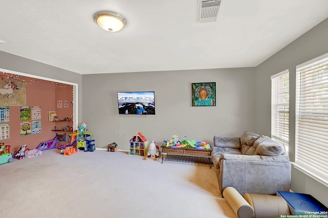 game room with carpet flooring