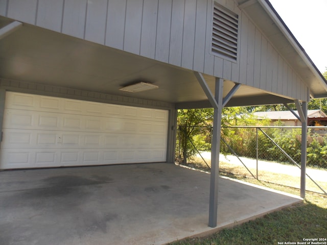 garage with wooden walls